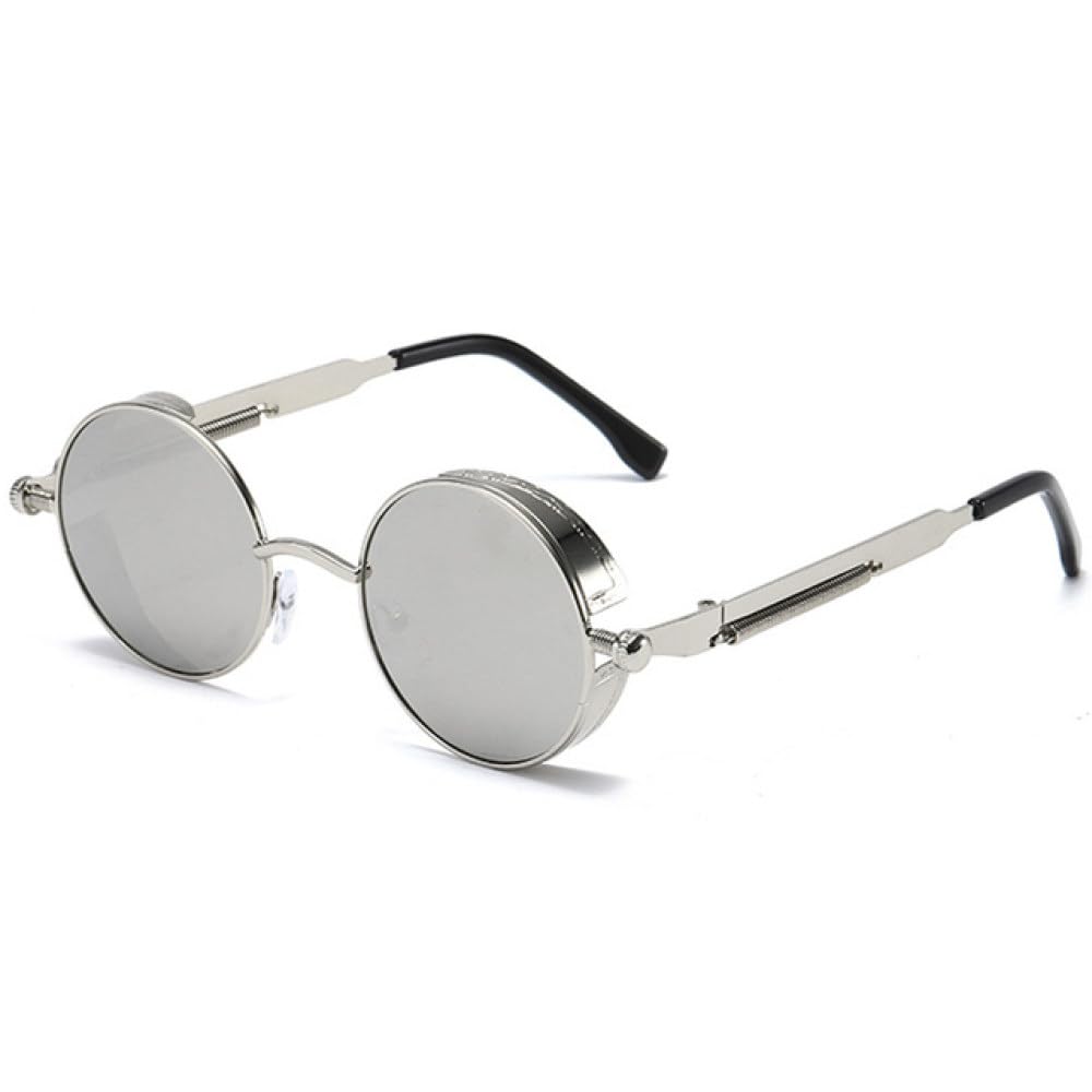 Lunettes de soleil rétro en métal argenté de haute précision LVTFCO