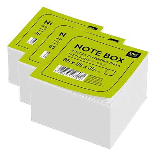 Image of Interdruk KOSPAPNK Memo Block White Loose, 85 x 85 x 35 mm (~350 Sheets) (Pack of 3)