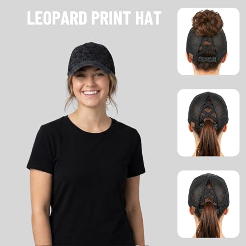 Image of Funky Junque Womens Baseball Cap Dad Hat Ponytail Messy Bun Trucker Ponycap