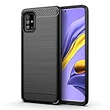 Galaxy A51 case,Samsung A51 case,MAIKEZI Soft TPU Slim Fashion Anti-Fingerprint Non-Slip Protective Phone Case Cover for Samsung Galaxy A51(Black Brushed TPU)