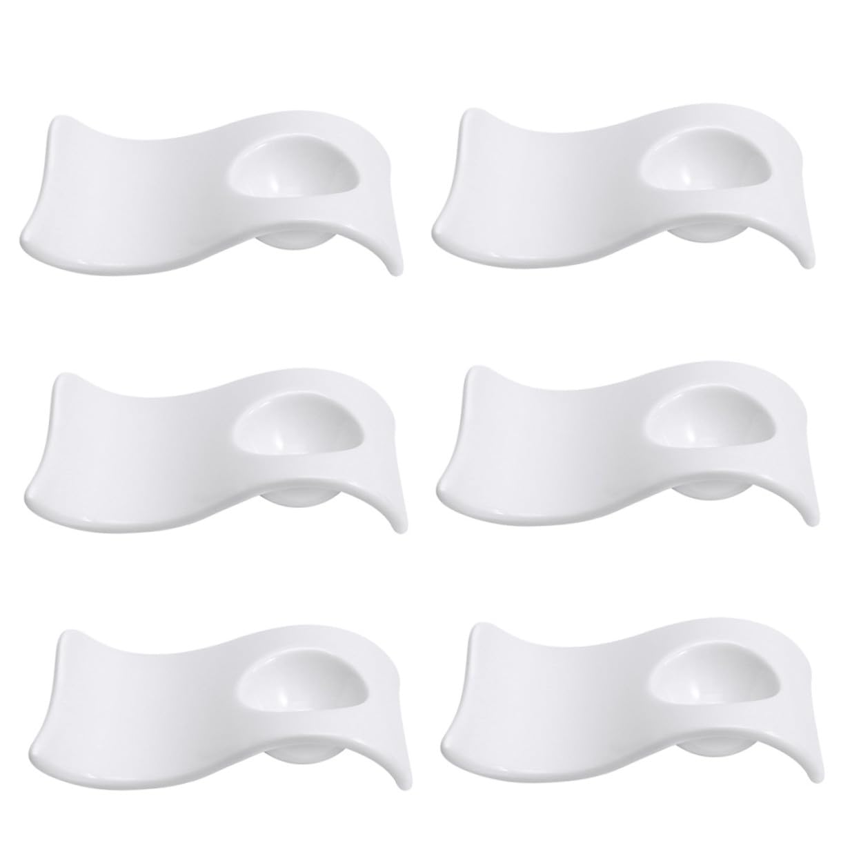 VANZACK Lot De 6 Porte-œufs Ondulés en Céramique Blanche, Coquetiers Légers Et Pratiques, pour Table à Manger, Support Sécurisé pour Petit-déjeuner, Plateau Porte-œufs Réutilisable