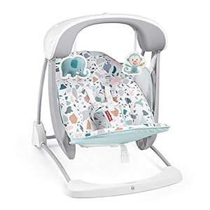 ​Fisher-Price Deluxe Take-Along Swing & Seat – Pacific Pebble portable swing and stationary chair for infants