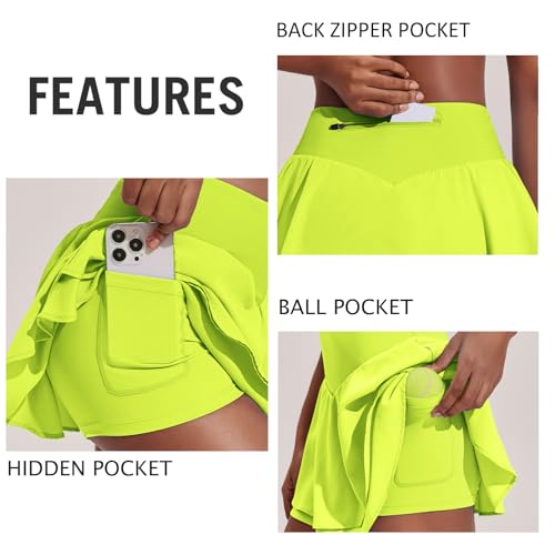 Image of PINSPARK Womens Tennis Skirt Pleated High Waisted Golf Skort with 3 Pockets