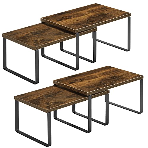 Nandae Juego de 4 Organizador Cocina Estanteria Cocina, Organizador Armarios Cocina Apilable para Encimera, Gabinete, Estantes de Almacenamiento para Alimentos y Cubiertos