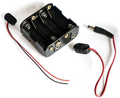 12 volt power 8 x AA battery holder case with 2.1mm x 5.5mm DC Plug and bare wire end connectors 12V | for CCTV, DIY, Arduinos, motors, solenoids, LED strips (8AA)