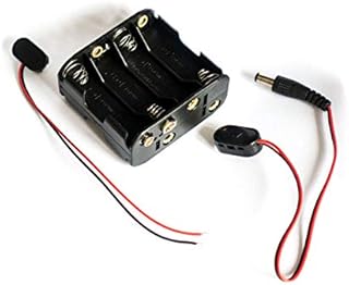12 volt power 8 x AA battery holder case with 2.1mm x 5.5mm DC Plug and bare wire end connectors 12V | for CCTV, DIY, Arduinos, motors, solenoids, LED strips (8AA)