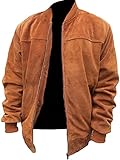 Reißverschluss vorne HiFacon Herren Wildlederjacke Braun Stilvolle Biker Racer Cafe Racer Retro Vintage Biker Racing Motorrad, Braun – Wildlederjacke, XX-Large