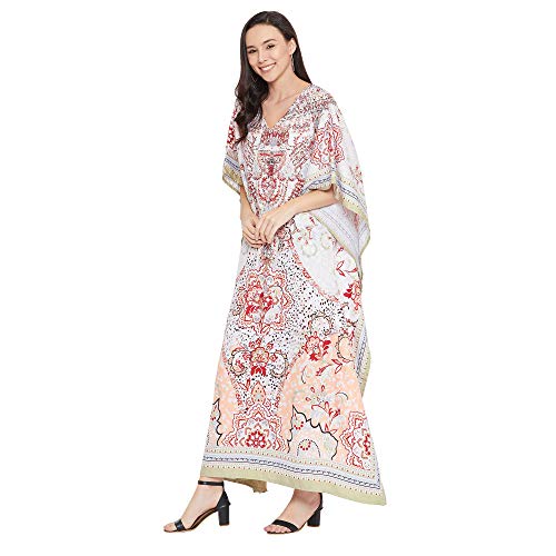 Image of Oussum Women Long Maxi Plus Size Polyester Kaftan Gown, Womens Kaftan Dresses Lounge Resort Wear, Plus Size Kaftan