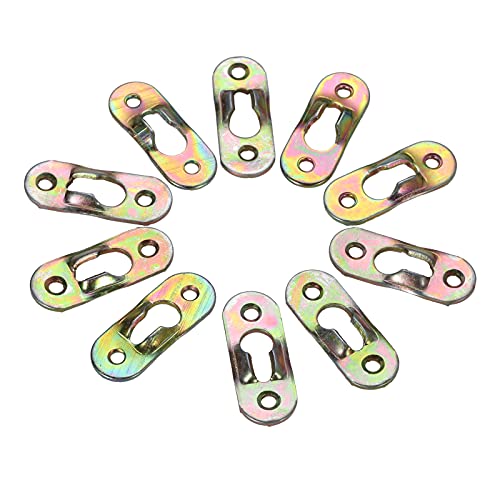 Image of dophee 10Pcs Metal Keyhole Hangers with Screws Hanging Plates Brackets Fasteners for Mirror Photo Picture Frames Oil Painting, 37x15mm
