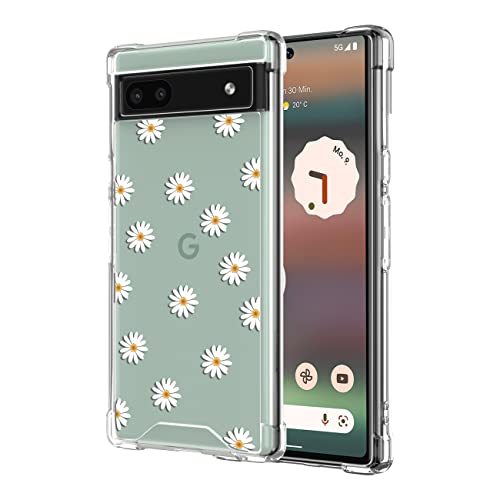 ZTOFERA Case for Google Pixel 6a, Transparent Clear Soft TPU Case with Daisy Pattern, Ultra Slim Anti-scratch Silicone Gel Protective Bumper Cover for Google Pixel 6a - Daisy