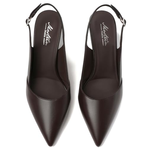Image of Mostrin Kitten Heels for Women Slingback Pointed Closed Toe Heels Women's Pumps Shoes for Wedding, Party, Commuting
