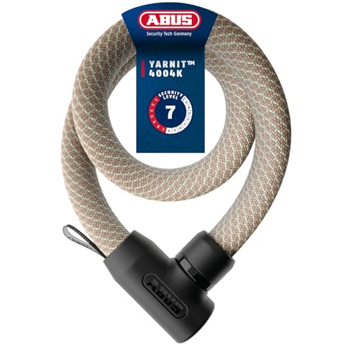 ABUS Chaîne antivol YARNIT 4004K - antivol textile léger pour sécuriser vélos et trottinettes électriques - antivol flexible pour vélo avec niveau de sécurité 7 - longueur 110 cm, beige