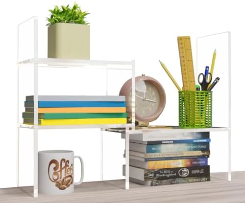 Adjustable Acrylic Desk Shelf for Top of Desk:
