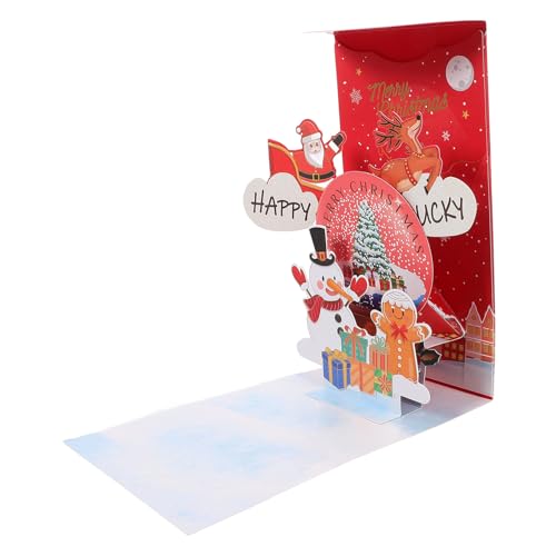 HOMSFOU Tarjeta de Felicitación Navideña 3D Diseño de Muñeco de Nieve Tarjeta Decorativa para Fiestas Navideñas Felicitación para Navidad y Año Detalle Festivo para Regalar