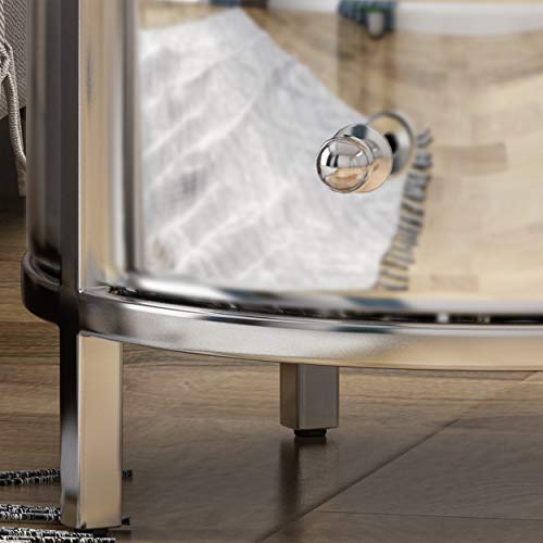 Christopher Knight Home 308863 Cytheria Modern Round End Table With Tempered Glass Drawers And Stainless Steel Frame thumb #5