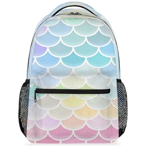 Mochila de escamas de colores para portátil ligera de viaje y deporte