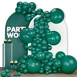 PartyWoo Dark Green Balloons 140pcs Different Sizes Pack of 18 12 10 5 Inch Emerald Hunter Forest Green Boho Neutral Balloon Arch Kit for Jungle Dinosaur Theme Birthday Party Decorations Green-F14