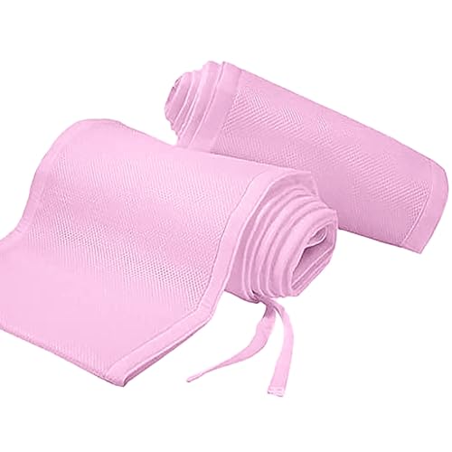Bettumrandung Babybett, Umrandungen Breathable Netzgewebe Umrandungen,Netzfutter für Kinderbetten Kantenschutz Verstellbar,Abnehmbar Kollisionsschutz (Red, One Size)