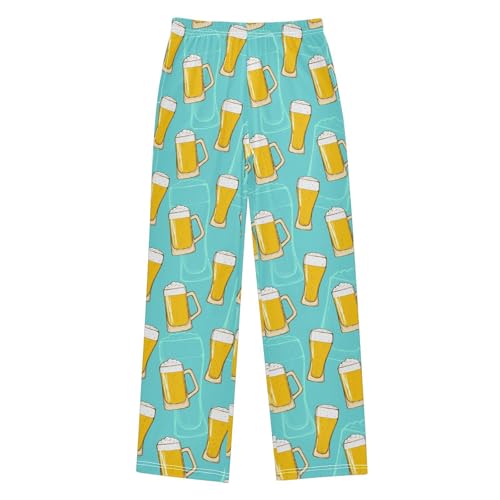 ZZXXB Beer Pattern Boys Long Pants Soft Trousers Elastic Waist Kids Lounge Bottoms with Pockets S-XL