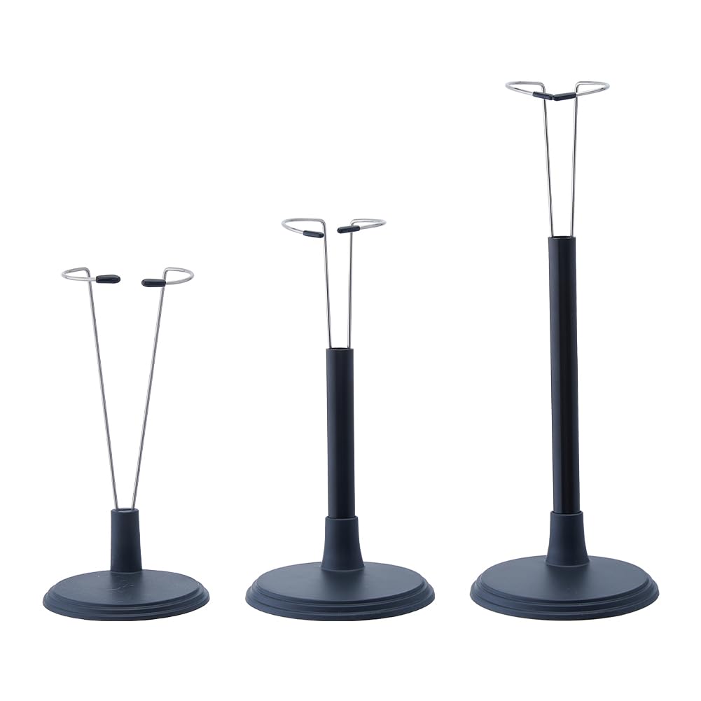 SUPERFINDINGS 12 Setzt 3 Stile Puppenständer 4.3/5.2/7.5 Zoll Schwarz Verstellbarer Puppenständer Actionfigur Ständer Tragbarer Puppenorganizer Displaystütze Mit Verstellbarem Taillenclip
