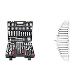 Steckschlüsselsatz mit großer Auswahl an 1/2“-, 3/8“-, 5/16“- u. 1/4“- Bit-Stecknüssen und Bits für PZ-, PH-, Schlitz-, TX-, TX mit Stirnlochbohrung-, TX-E-, XZN-, RIBE-, Fünfstern mit Stirnlochbohrung- und (Innen-)Sechskant-Schrauben