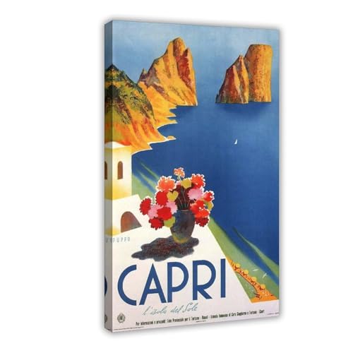 Impression sur toile Capri Mario vintage, marionnette italienne 20x30 cm avec cadre à suspendre