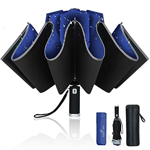 折りたたみ傘 自動開閉 ワンタッチ 頑丈な12本骨 LEDラート付き高強度グラスファイバー 台風対応 梅雨対策 耐風 超撥水 おりたたみ傘 ビッグサイズ 晴雨兼用 収納ポーチ付きTODOROVA