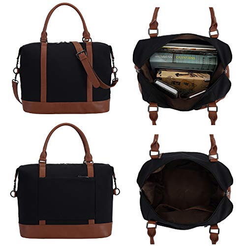 Bluboon Women Ladies Canvas Weekender Bag Overnight Carry-On Tote Duffel In Trolley Handle #TOP4