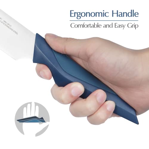 Lebabo Santoku Knife, 7 Inch Japanese Knife German Steel Kitchen Knives For Kitchen, Professional Santoku Chef Knives For Meat Vegetable Fruit With Ergonomic Handle, Ultra Sharp, Blue #TOP2