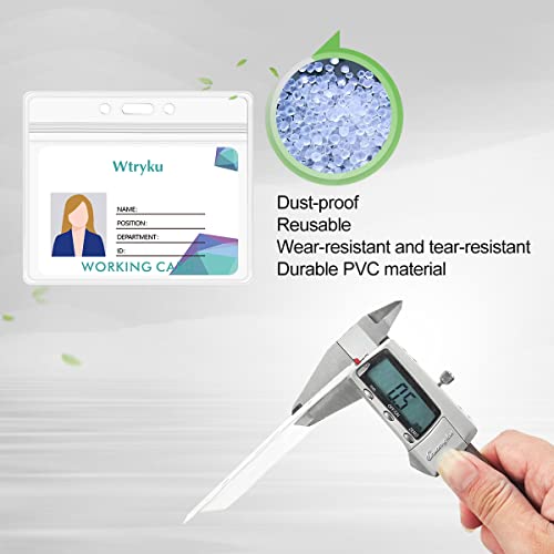 Wtryku Horizontal Id Badge Holder, Plastic Pvc Clear Resealable Waterproof Zipper Id Card Name Tag Holder（50 Packs） #TOP2