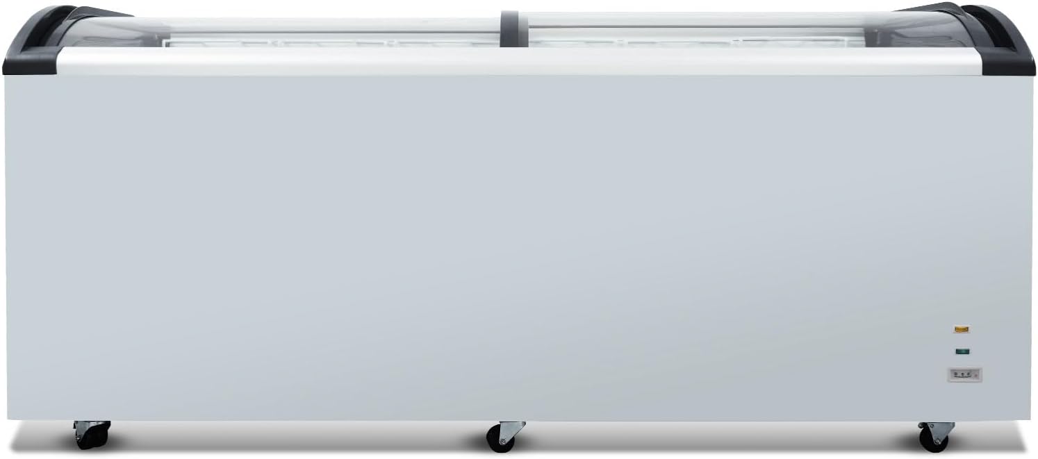 19.3 Cu.ft Ice Cream Freezers Commercial, 71" Chest Freezer, Ice Cream Display Case Mobile Glass Top Deep Freezer with 6 Wire Baskets, 2 Sliding Glass Doors for Restaurant,Supermarket (19.3 Cu.ft)