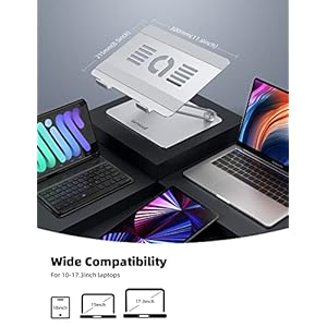 Lamicall adjustable laptop stand portable laptop riser aluminum laptop stand for desk foldable ergonomic computer notebook stand holder for macbook air pro dell xps hp 10 173 silver  urban country home decor