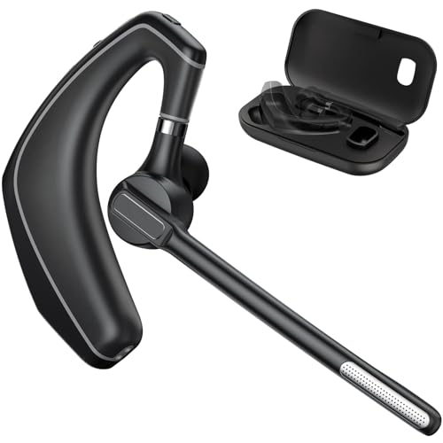 Herloreen Wireless Bluetooth Headset for Work with Built-in Microphone Charging Case Call Noise Canceling Mic for PC Computer, Laptop, Cell Phones, Remote Work, Call Center, Trucker Work, Business