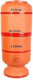 Santo Antônio Filtro de Barro 6 Litros (3l+3l): Conjunto Completo + Boia + Vela de Carvão Ativado