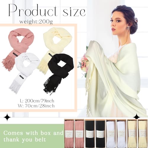 18 Pack Scarf Pashmina Shawls and Wraps for Wedding Bridesmaid Party Favors Gifts Guests Bulk with Thank You Box3