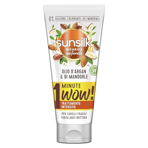 Sunsilk, Trattamento Intensivo 1 Minute Wow, Maschera Capelli Secchi, Con Olio D'Argan E Mandorle, 98% Di Ingredienti Di Origine Naturale, Senza Silic