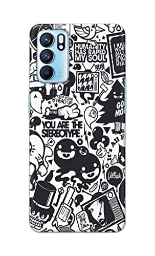Image of Printed Hard Back Cover Case for Oppo Reno6 5G | Oppo Reno 6 5G Back Cover (Mixed Cartoon) -1302
