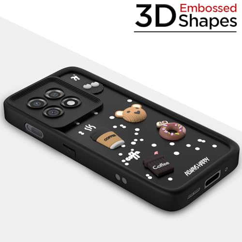 Image of Pikkme Back Cover for OnePlus 11 5G | Cute Fun Cartoon 3D Bear Silicone Full Body Protection Bumper Case (Black)