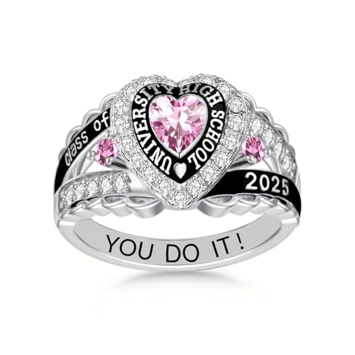 Customizable Class Rings for Women Men 925 Sterling Silver High School University Graduation Ring 2025 2026 Personalized College Graduation Gift
