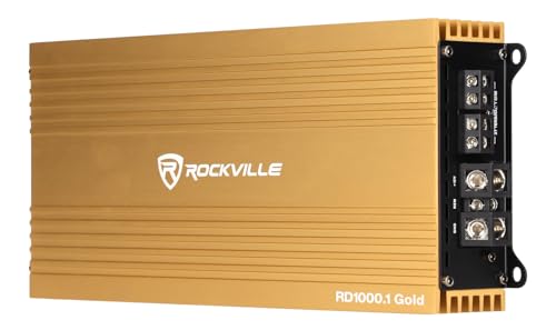 Image of Rockville RD1000.1 Gold 1 Ohm Mono Car Amplifier, 1000W RMS / 2400W Peak