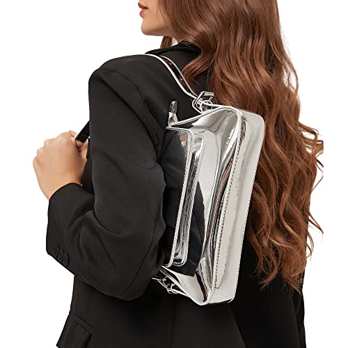 Jbb Women's Silver Metallic Clutch Purse Y2K Tote Bags Evening Party Leather Shoulder Small Cute Designer Handbags #TOP1