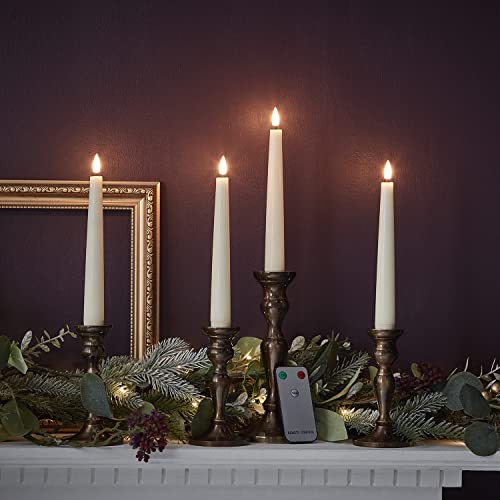 Lights4fun Lot de 4 Chandelles TruGlow® de 15 cm de Hauteur à LED Blanc Chaud et Télécommande pour Intérieur