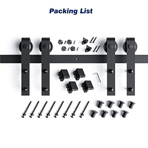 Easelife 10 Ft Double Door Sliding Barn Door Hardware Track Kit,Basic J Pulley,Heavy Duty,Slide Smoothly Quietly,Easy Install (10Ft Track Kit For Double 30" Wide Door) #TOP6