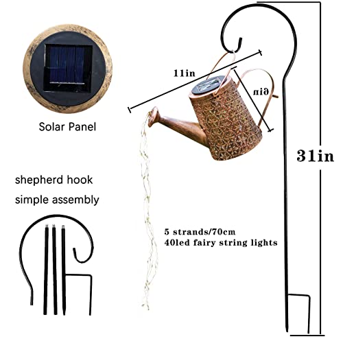 Solar Lights Outdoor Garden Decor,Solar Waterfall Lights, Metal Hanging Lantern Waterproof Watering Can Landscape Lights, For Yard Porch Lawn Backyard Landscape Pathway Patio Outside Gardening Gifts #TOP5