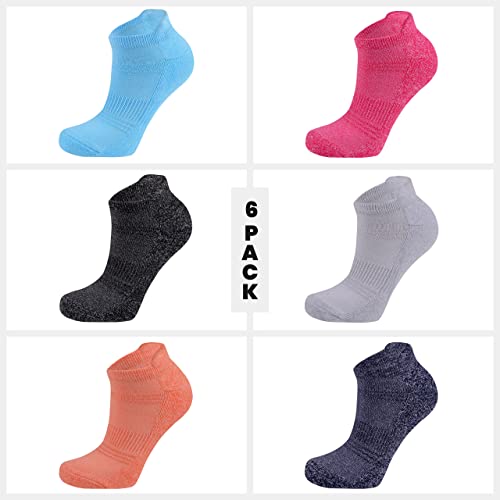 Image of VRD Womens Ankle Socks, Bamboo Rayon 6-Pairs Athletic Running Low Cut Socks With Tab