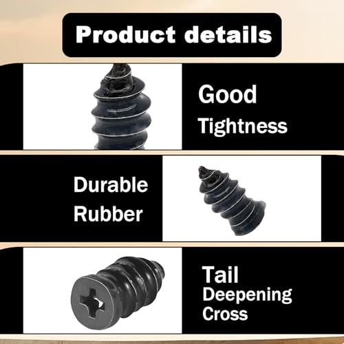Image of 40 PCS Tire Repair Rubber Nail, Rubber Screw Tire Plugs Self-Service Vacuum Tire Repair Nail Kit Tires Quick Puncture Repair Tools or Car, Truck, Motorcycle