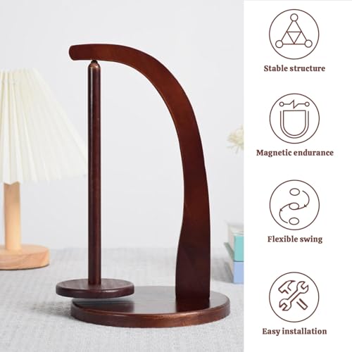 Image of Wooden Yarn Holder Organizer with Bamboo Knitting Needles Set, Ideal Crochet Knitting Accessories for Smooth Yarn Flow, Crochet Gifts Tools for Craft Enthusiasts