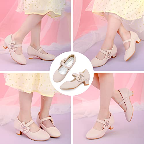 Image of Dufannie Girls Dress Shoes Princess Flats Heels for Toddler Little Big Kids