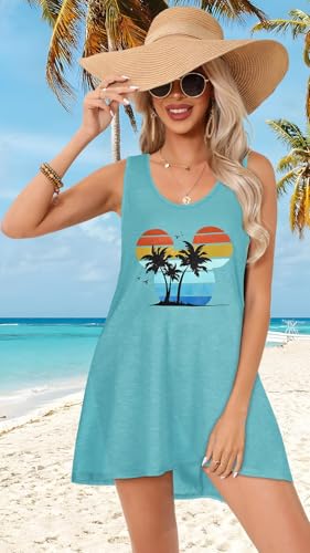 Image of elescat Womens Swimsuit Cover Up Summer Sleeveless T Shirt Beach Dress Tank Bikini Coverups 2026
