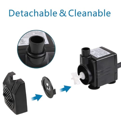 Image of BARST 300GPH Submersible Pump, Ultra Quiet Fountain Water Pumps | 16W, 1100L /H with 6ft Power Cord & 3 Nozzles for Aquariums, Fish Tanks, Ponds, Statuary, Hydroponics